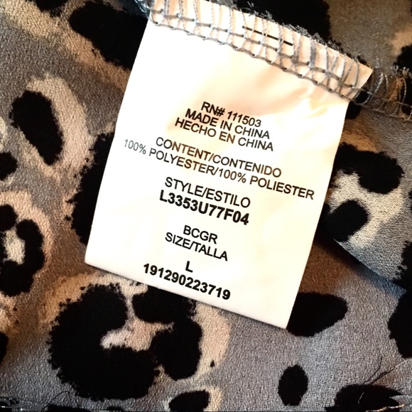 w/TAGs Leopard Skin TIE Sleeve V-Neck BLOUSE TOP - Picture 7 of 7